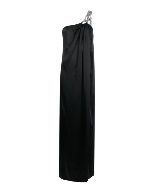Stella McCartney Black Crystal One-shoulder Long Dress