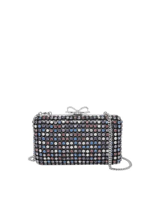 Self-Portrait Gray Multi Crystal Clutch