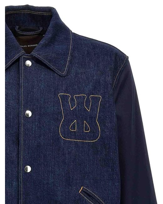 Wales Bonner Blue The Echo Denim Varsity Jacket for men