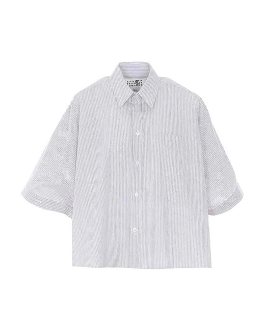 MM6 by Maison Margiela White Oversize Cropped Shirt