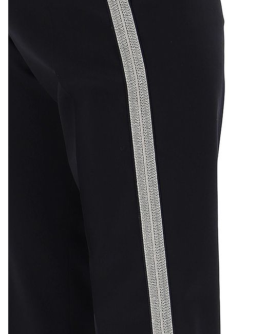 DSquared² Blue Cropped Wool Trousers With Contrasting Bands
