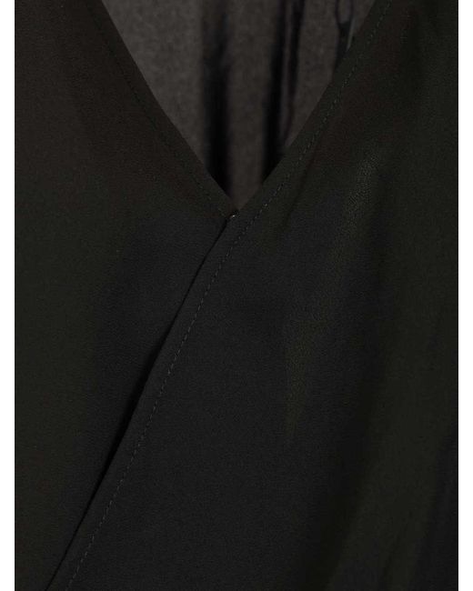 ROTATE BIRGER CHRISTENSEN Black Long Sleeve V-Neck Top