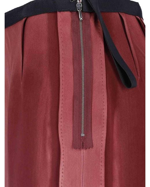 Maison Margiela Red Viscose Midi Skirt