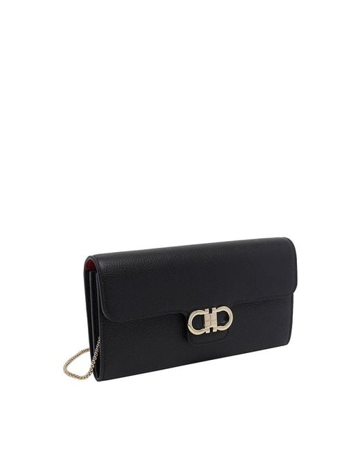 Ferragamo Black Gancini Chain Wallet