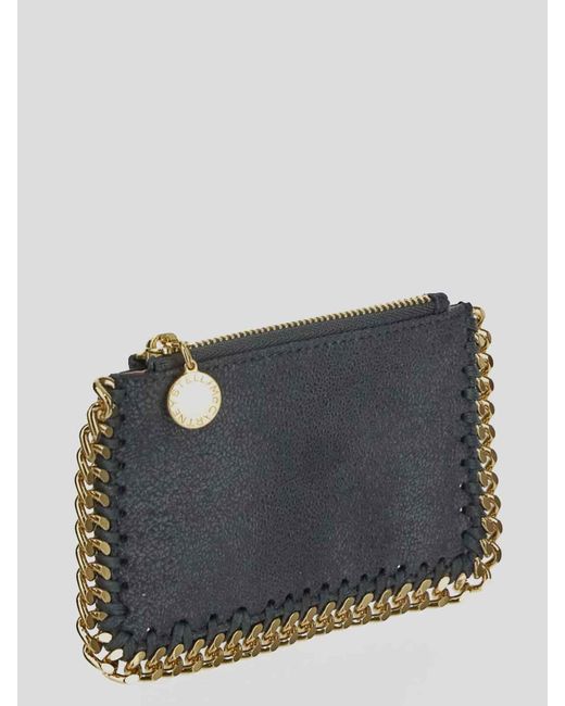 Stella McCartney Gray Card Case In Slate With Chain Edges