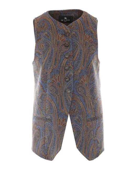 Etro Gray Paisley Print Vest