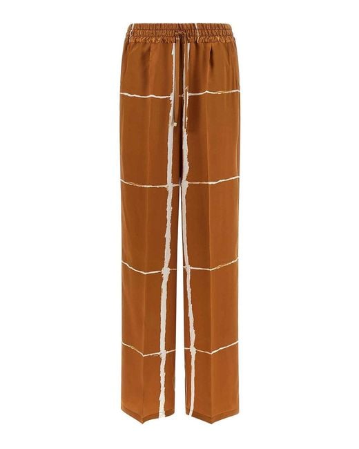 Kiton Brown Silk Pants