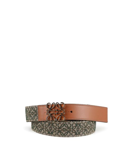 Loewe Brown Anagram Belt In Leather And Jacquard for men