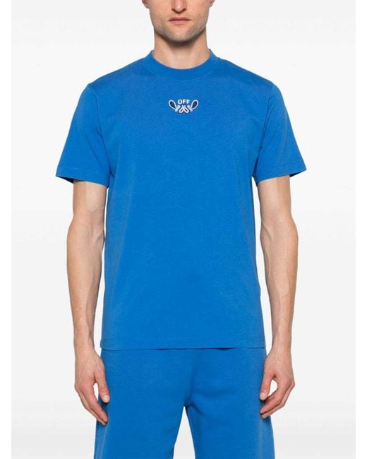 Off-White c/o Virgil Abloh Blue Off- Logo Cotton T-Shirt for men