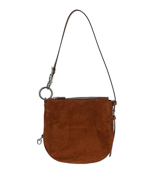 Burberry Brown Shoulder Bag In Brushed With Maxi Hook