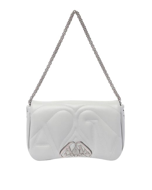 McQueen Gray Small The Seal Shoulder Bag