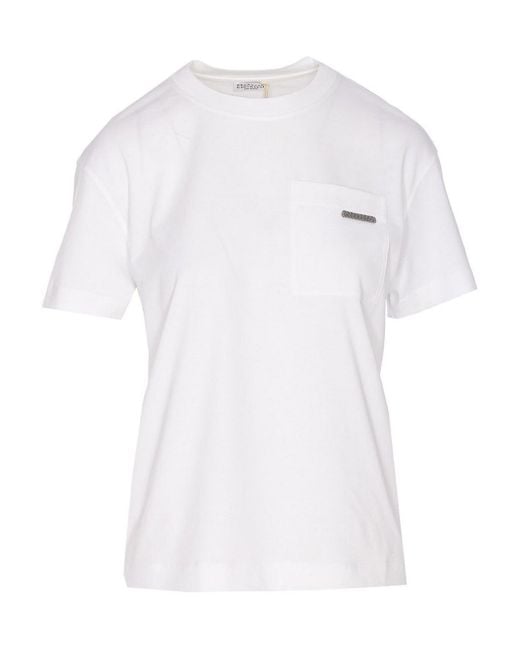 Brunello Cucinelli White Monile Logo T-Shirt