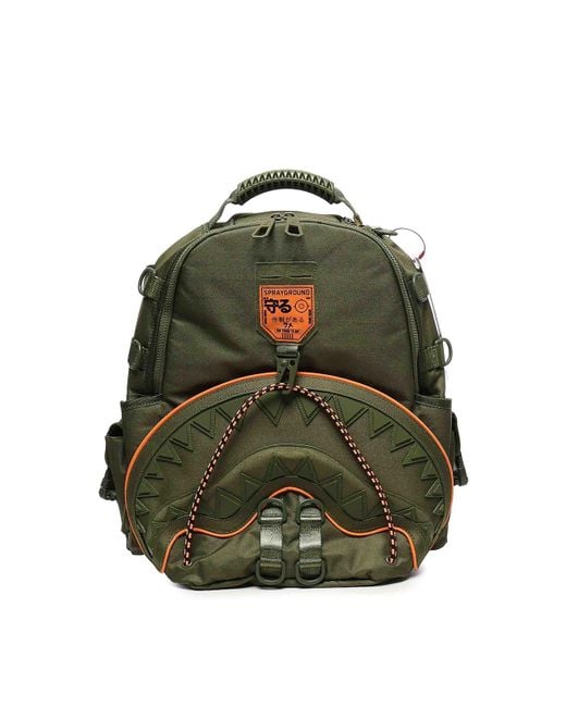 Sprayground Green Shark-Appliqué Backpack