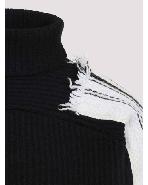Mordecai Black Jacquard Stripe Turtle Neck for men