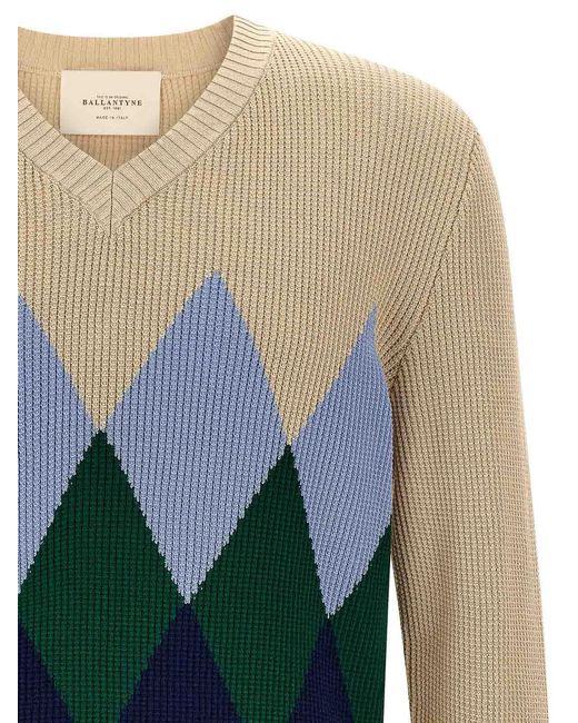 Ballantyne Blue Argyle Pattern Sweater for men