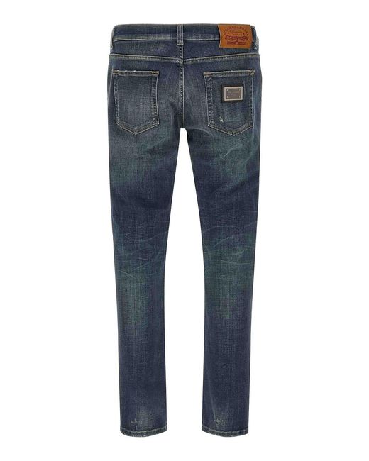 Dolce & Gabbana Blue Used Effect Jeans for men