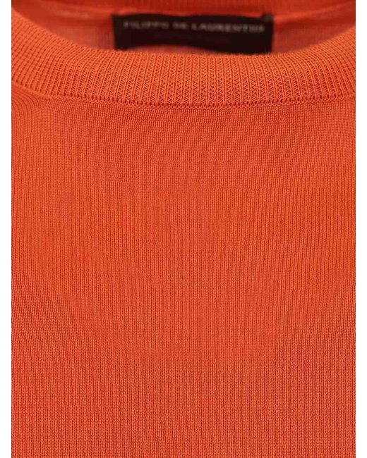 FILIPPO DE LAURENTIIS Orange Crew Neck T-Shirt for men