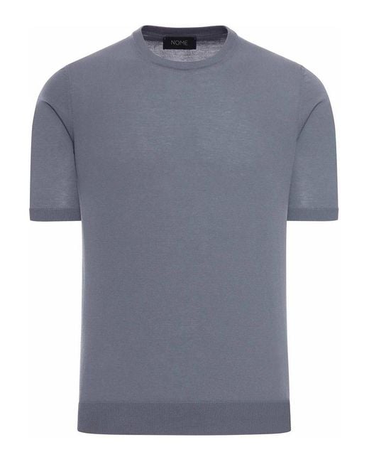 Nome Gray Crew Neck Cotton Knitted T-Shirt for men