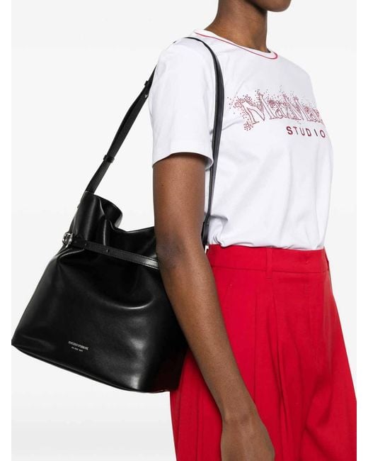 Emporio Armani Black Medium Leather Bucket Bag