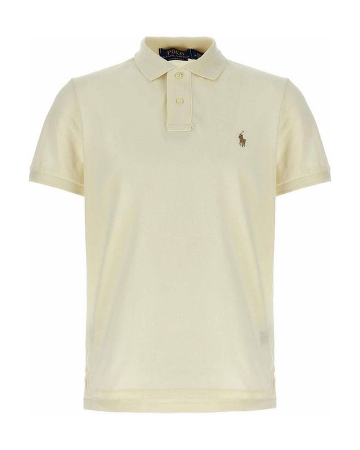 Polo Ralph Lauren Logo Embroidery Polo Shirt in White for Men | Lyst