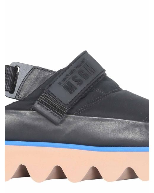 MSGM Black Puffed Sandals