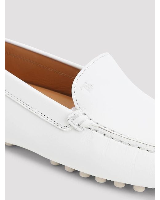 Tod's White Leather Loafers