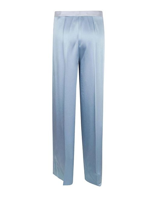 Forte_forte Blue Satin High Waist Embroidered Pants