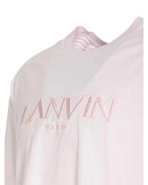 Lanvin Pink T-shirt With Frontal Embroidered Logo for men