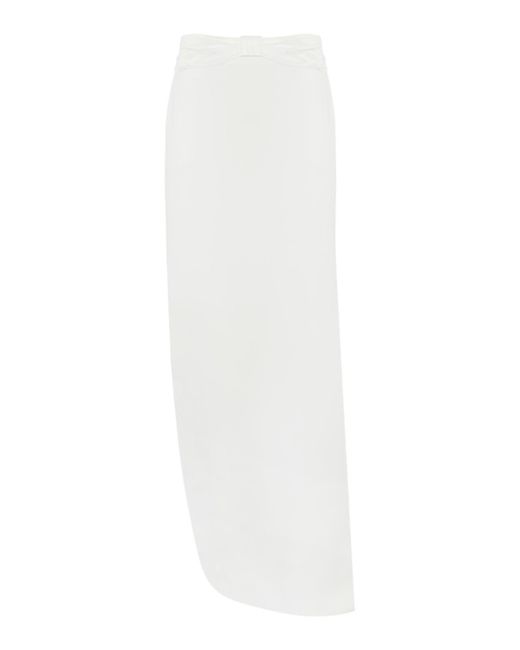 Elisabetta Franchi White Crepe Skirt With Satin Bow