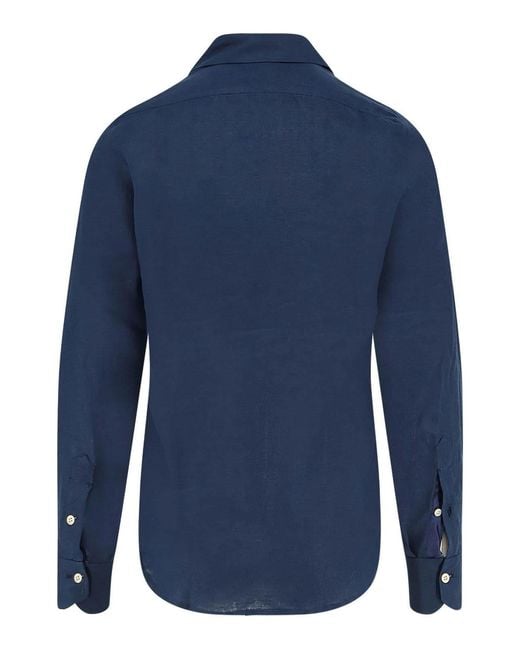 Kiton Blue Linen Shirt for men