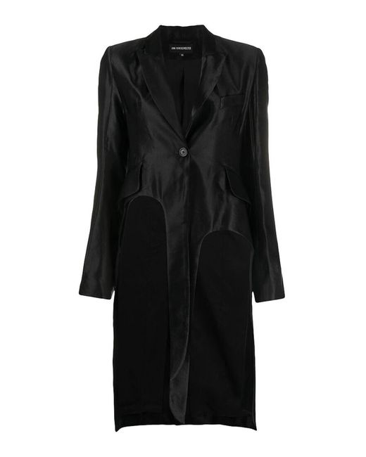 Ann Demeulemeester Black Cotton-blend Asymmetric Tail Jacket
