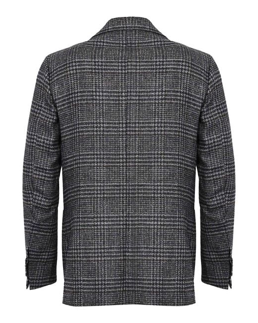 Sartorio Napoli Gray Single-Breasted Prince Of Wales Wool Jacket for men