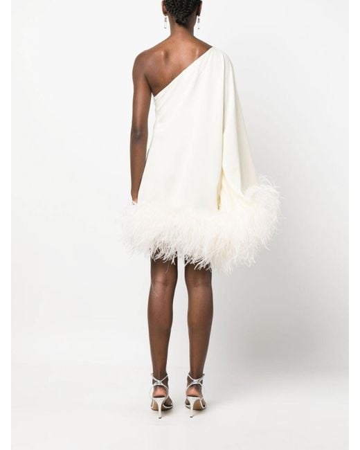 ‎Taller Marmo White Feather-trimmed Crepe Mini Dress