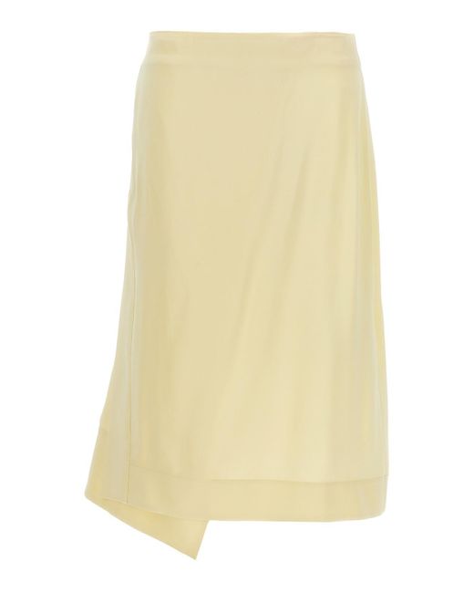Jil Sander Yellow Satin Skirt With Side Slit