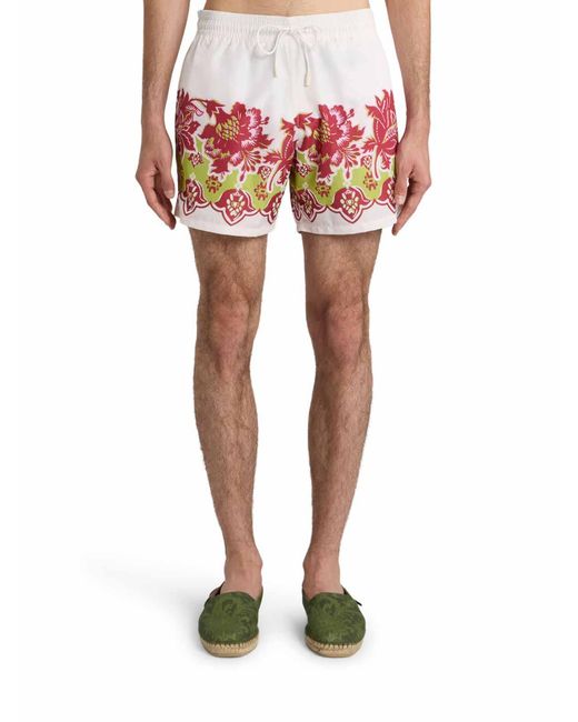 Etro White Swimwear With Placed Floral Print for men