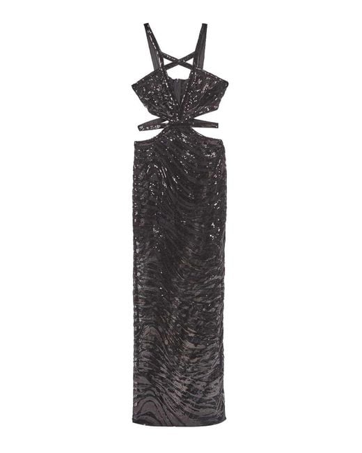 Just Cavalli Black Long Lace Tiger Dress