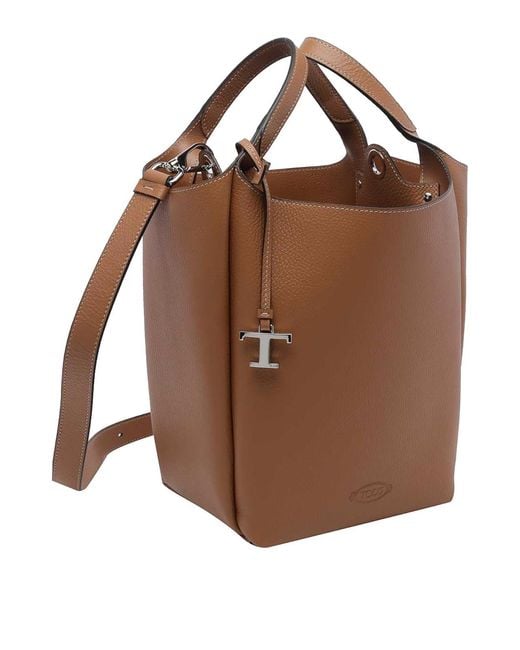 Tod's Brown Small Leather Bucket Bag