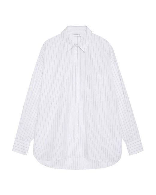 Anine Bing White Chrissy Striped Shirt