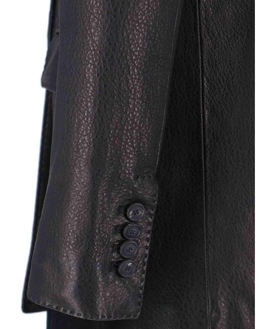 Tagliatore Black Double-Breasted Lambskin Blazer