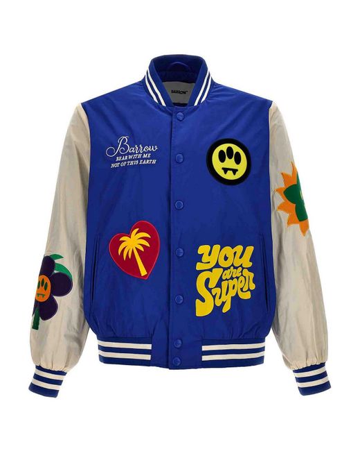 Barrow Blue Embroidery Bomber Jacket And Patches for men