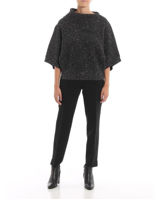 Peserico Black Heavy Jersey Cigarette Trousers