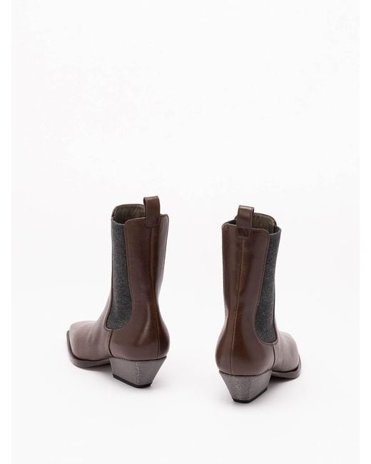 Brunello Cucinelli Brown Ankle Boots With Heels