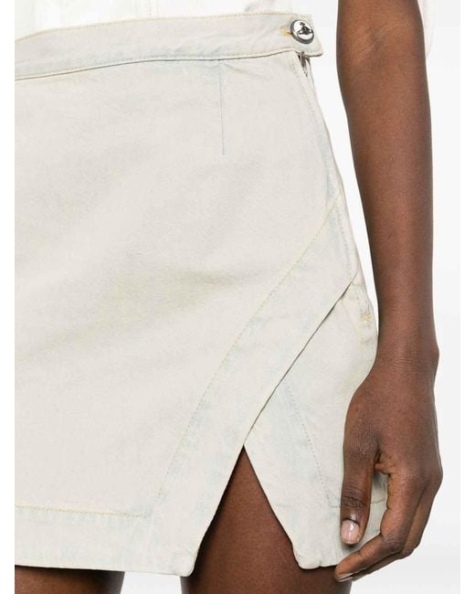 Vivienne Westwood White Rita Asymmetric Denim Skirt