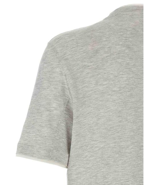 Brunello Cucinelli Gray T-Shirt Faux-Layering for men
