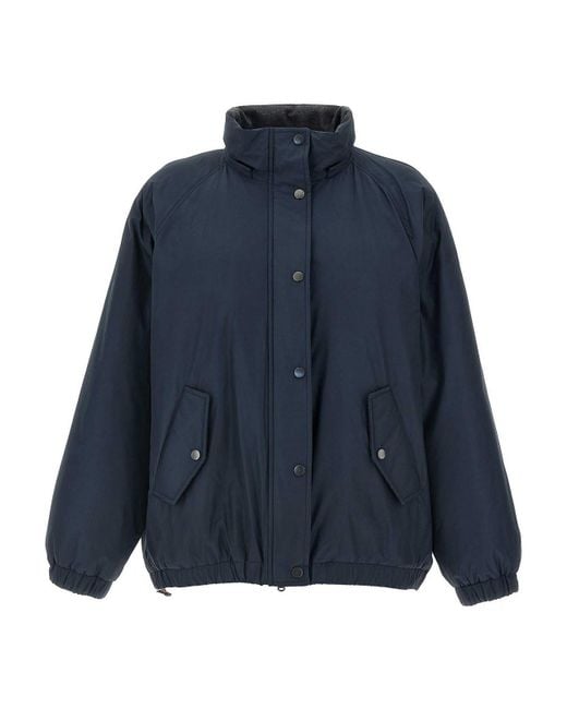 Brunello Cucinelli Blue Knitted Hooded Down Jacket