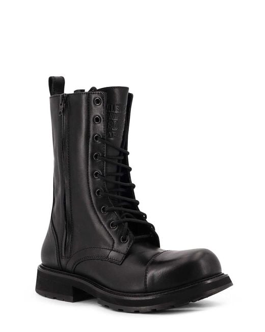 Balenciaga Black Laceup Boot Leather Truck Boots