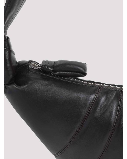 Lemaire Black Leather Medium Croissant Bag for men