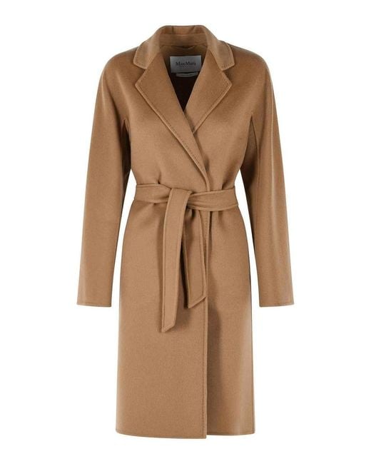 Max Mara Natural Aceri Camel Cashmere Wrap Coat
