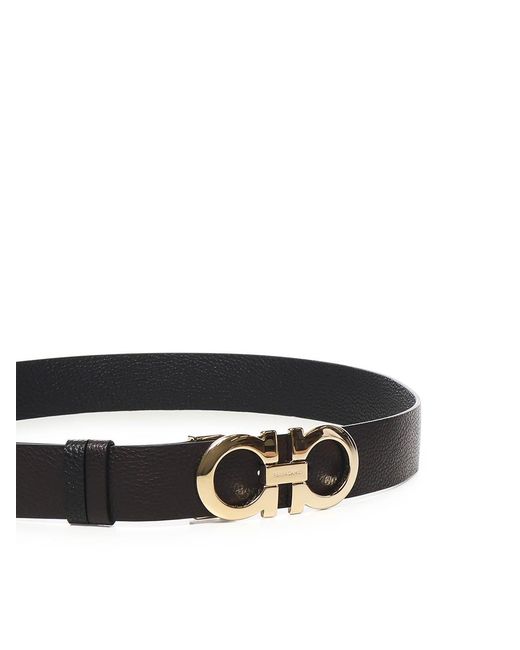Ferragamo Black Leather Gancini Belt