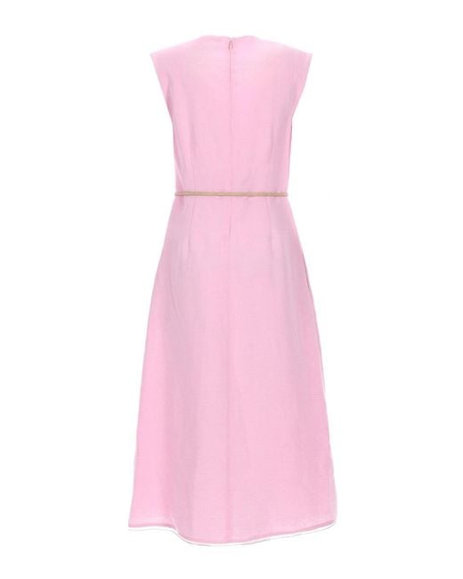 Fabiana Filippi Pink Viscose Midi Dress